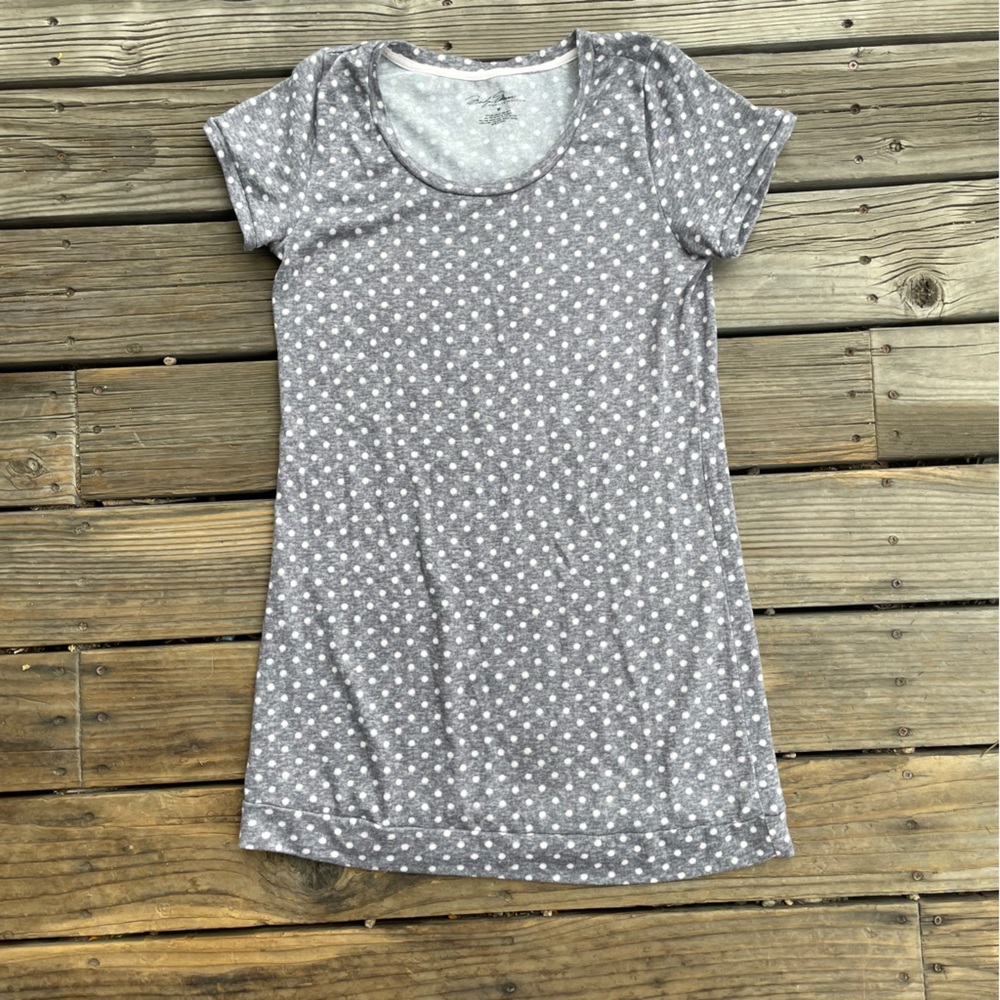 Marilyn Monroe Knit T-shirt Dress Gray with White Polka Dots Women's Size Medium